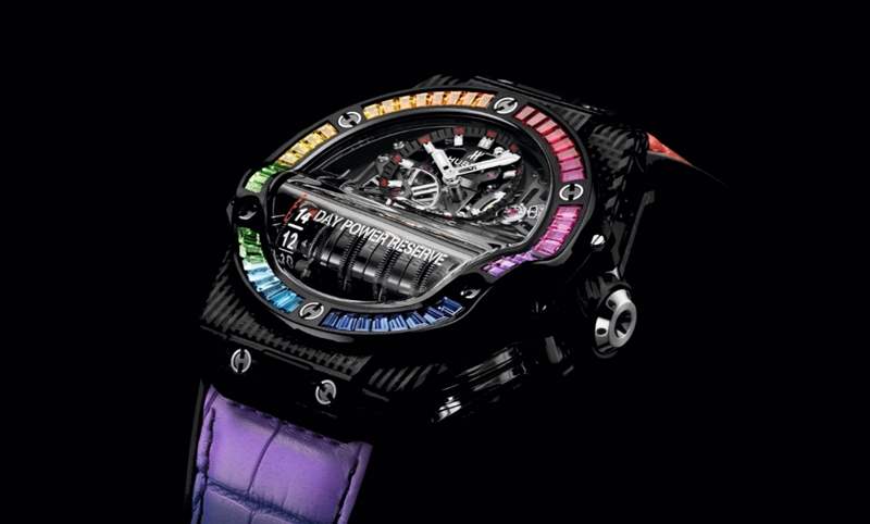 流線型彩虹圈14日動力:宇舶恒寶Hublot Big Bang MP-11 彩虹3D碳纖維腕表-復刻表