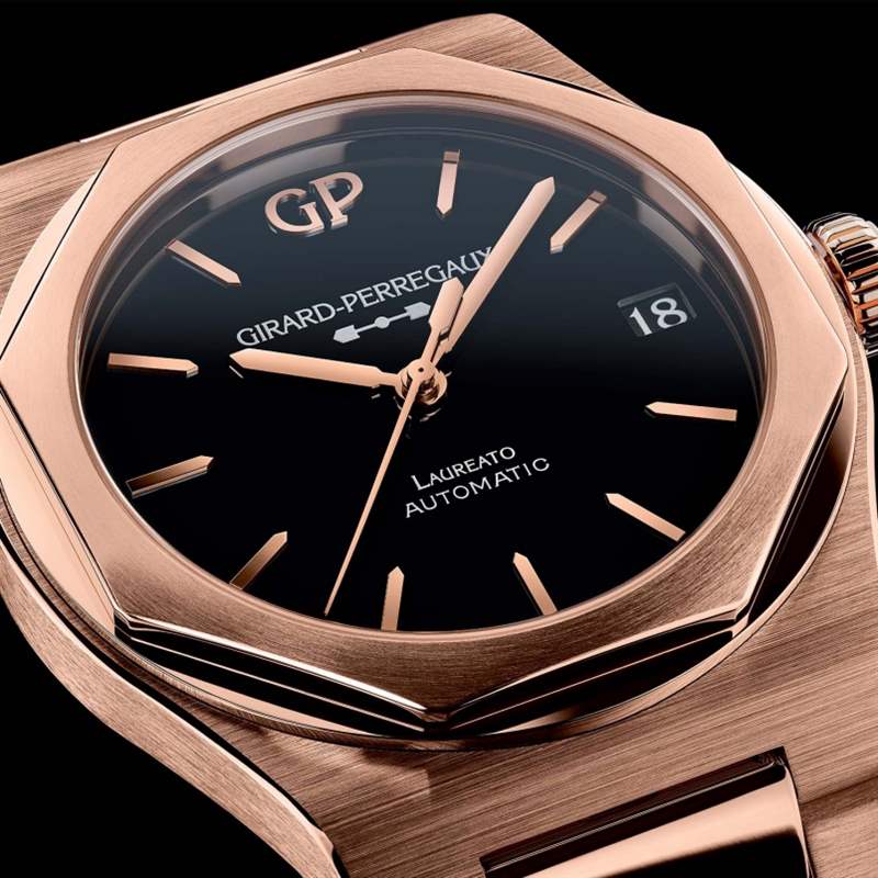 Girard Perregaux 芝柏GP Laureato Onyx 價錢介紹 Girard-Perregaux芝柏Laureato 42mm Pink Gold & Onyx|誘人的黑色縞瑪瑙表盤-復刻表