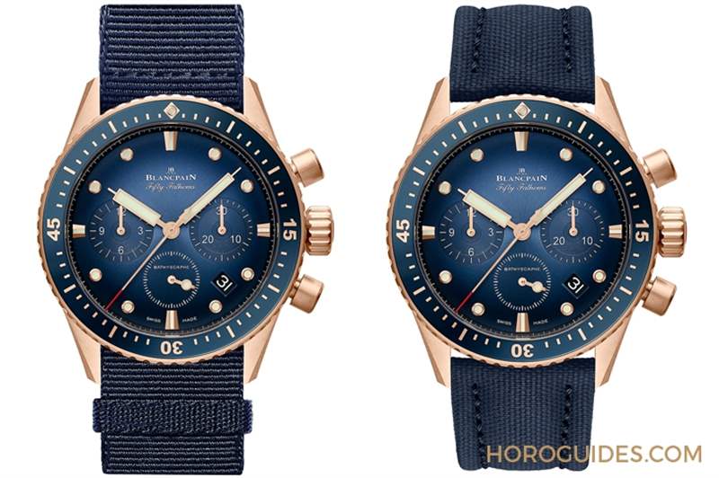 18K紅金藍面、23級鈦灰面，Blancpain五十噚深潛器飛返計時碼表兩款延伸新作-復刻表