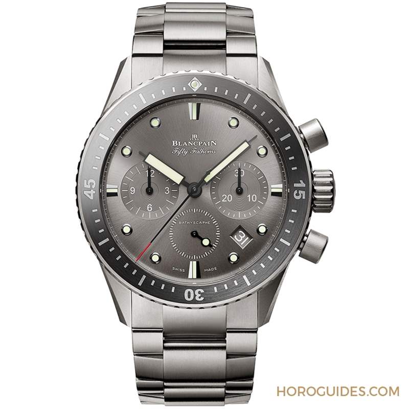 18K紅金藍面、23級鈦灰面，Blancpain五十噚深潛器飛返計時碼表兩款延伸新作-復刻表