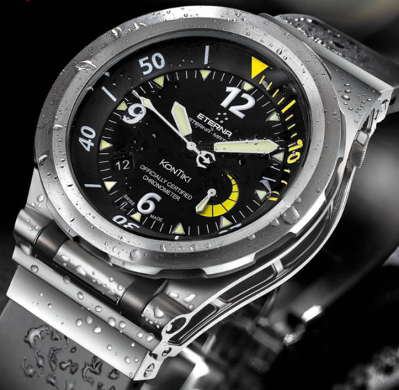 Eterna KonTiki Diver 保時捷設計四分之一黃P6780潛水手表-復刻表