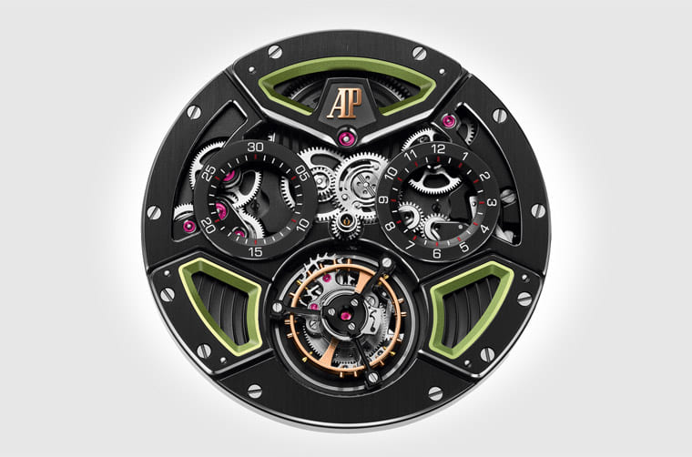 AP皇家橡樹離岸型陀飛輪計(jì)時(shí)碼表改黑陶瓷殼搭綠色新裝上陣-復(fù)刻表