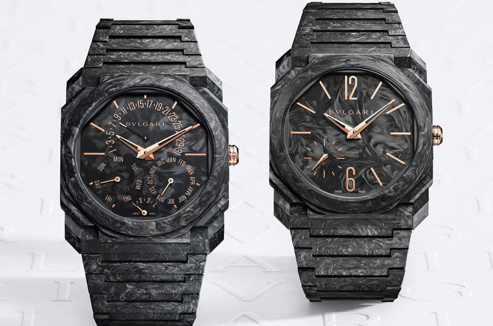 寶格麗連推兩款啟用鍛造碳材質的Octo Finissimo超薄表搭配玫瑰金細節展現奢華前衛感-復刻表