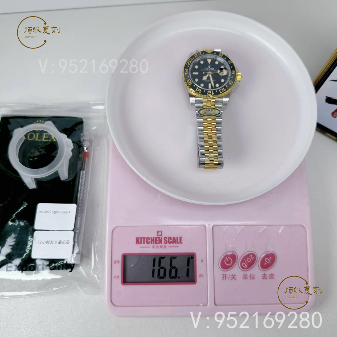 ARF廠新品勞力士配重版格林尼治間金皮蛋圈126713重量多少-復(fù)刻表