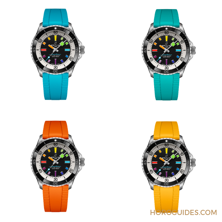 百年靈Superocean 36、42、44mm彩虹時標面繽紛亮相-復刻表